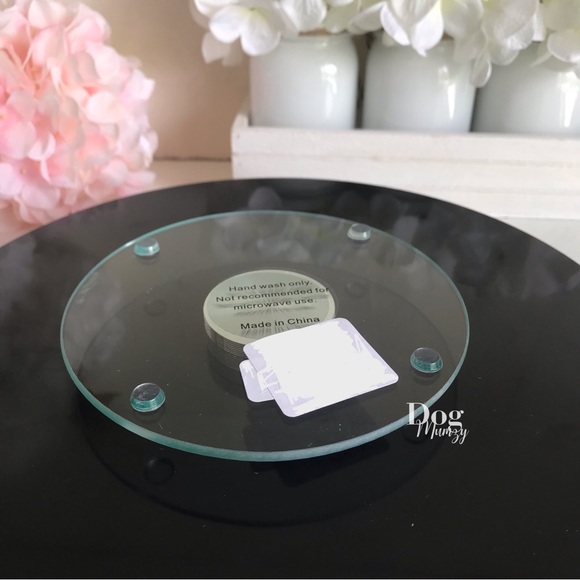 Tahari 14” Lazy Susan Mirrored Glass with Crystals - Picture 2 of 4